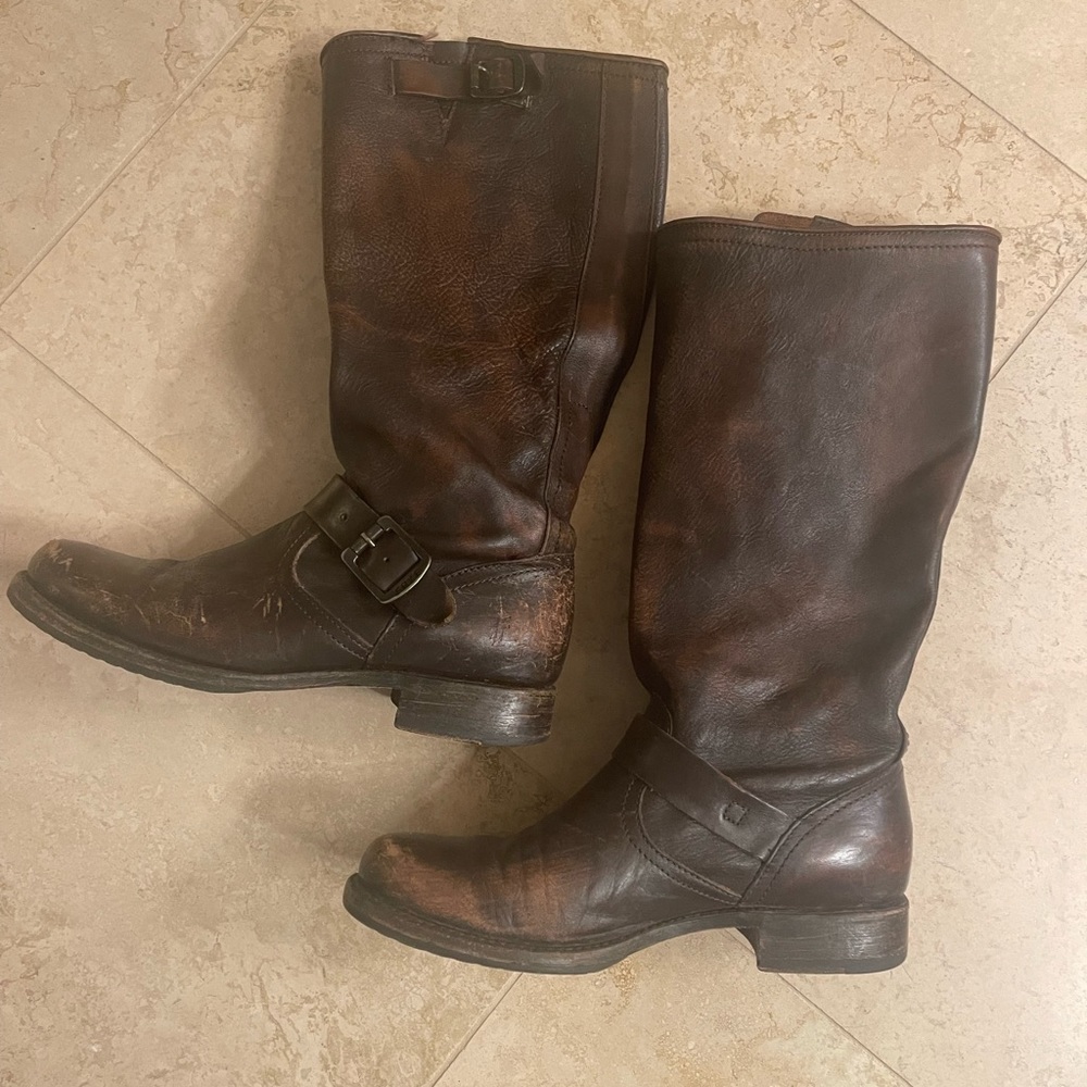 Frye Veronica Slouch Leather Boots Tall Riding Moto
Brown Knee High Womens 10